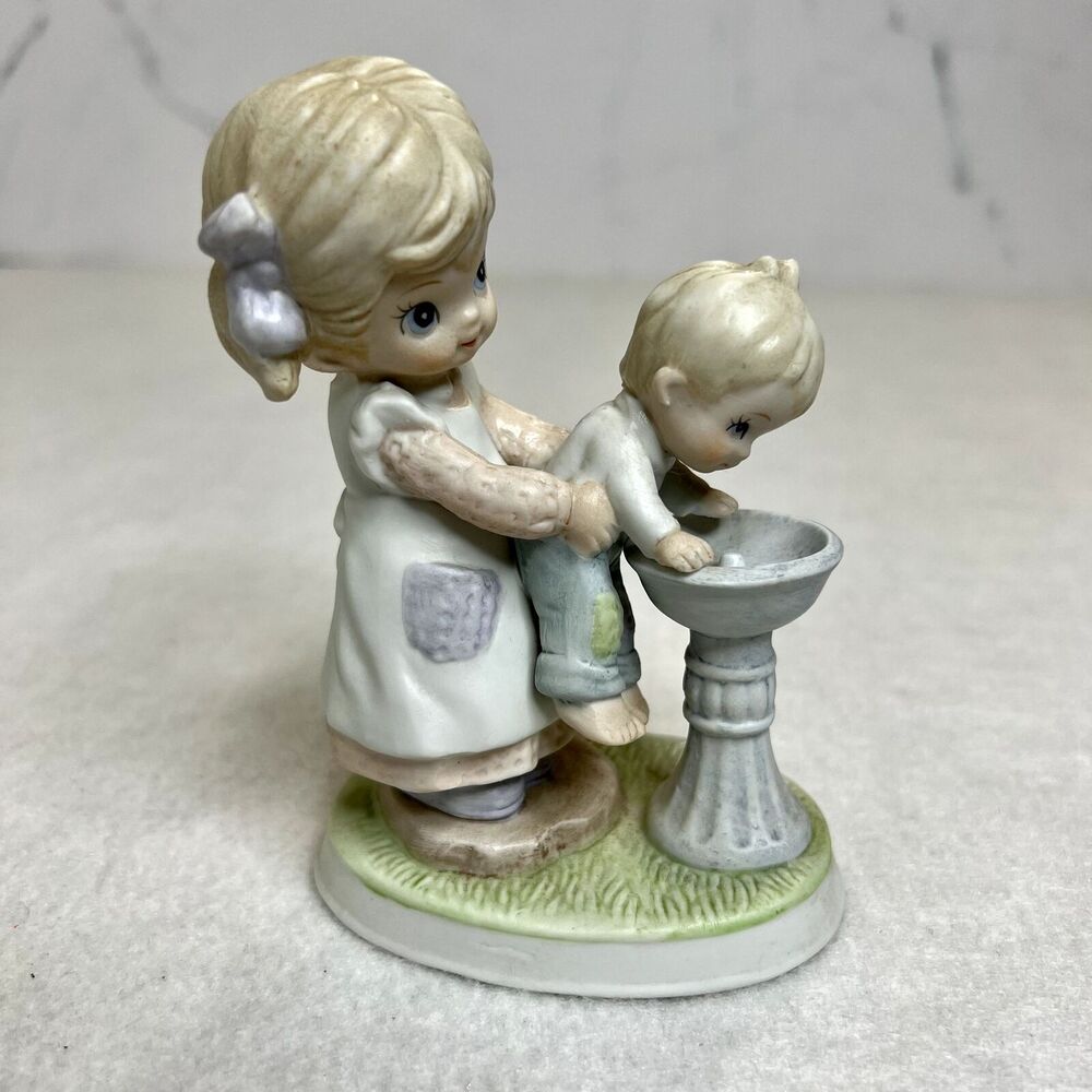 Vintage Girl Holding Little Brother Homco Figurine